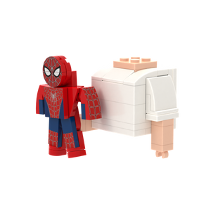 Red-Blue Web Pattern Figure brick figure accessory, right-side view