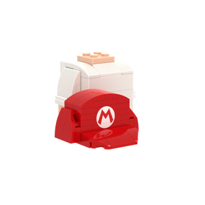 Red Hat brick figure accessory, left-side view