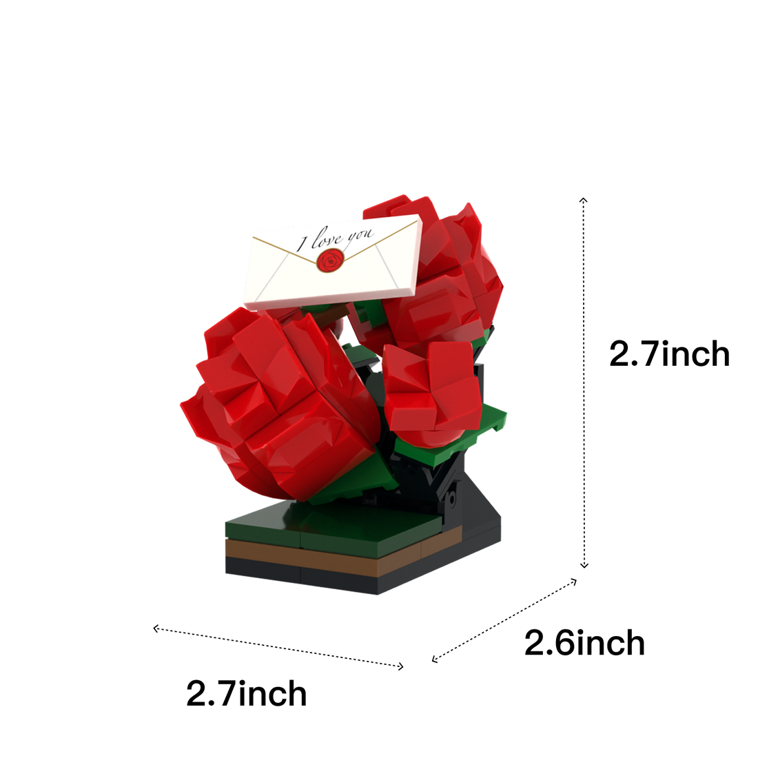 Red Rose Bouquet brick scene accessory, size guide