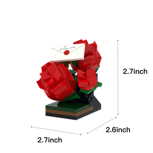 Red Rose Bouquet brick scene accessory, size guide