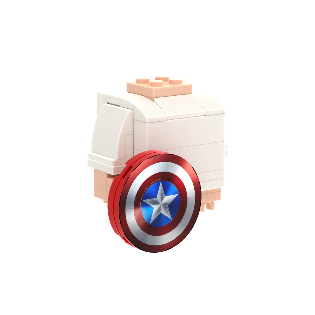 Red White & Blue Shield brick figure accessory, left-side view