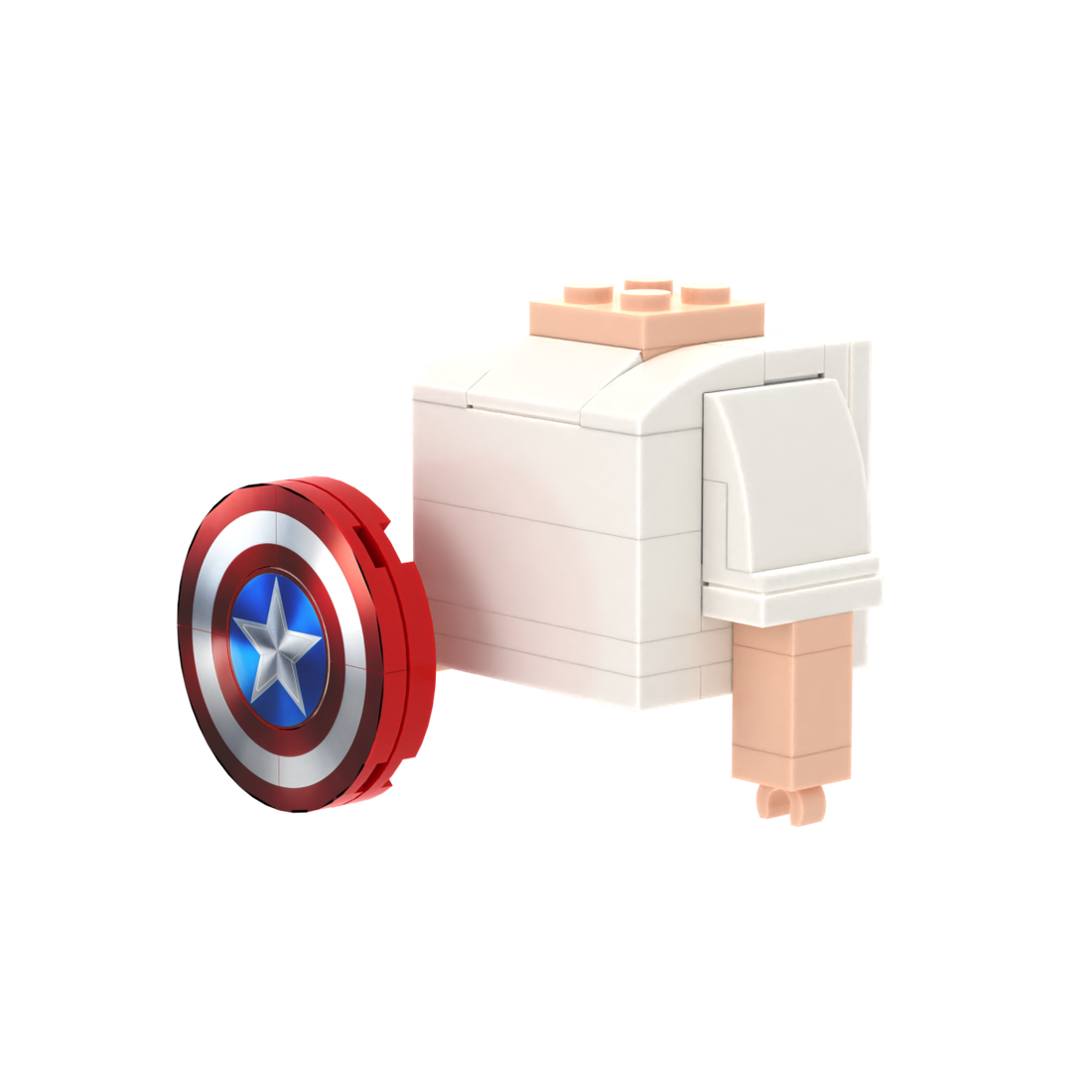 Red White & Blue Shield brick figure accessory, right-side view