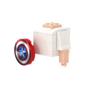 Red White & Blue Shield brick figure accessory, right-side view