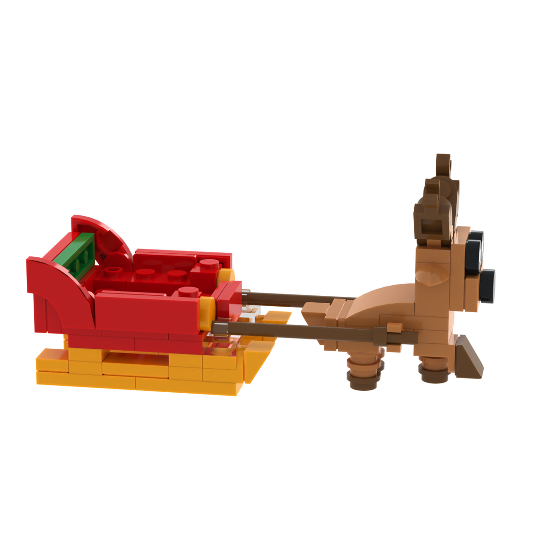 Reindeer & Sleigh brick scene accessory, detail view 1