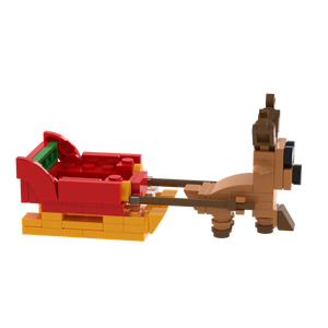 Reindeer & Sleigh brick scene accessory, detail view 1