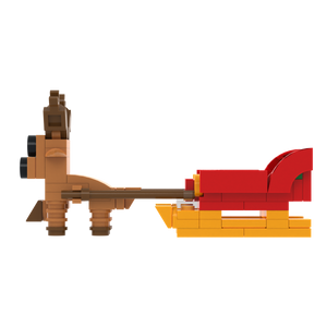Reindeer & Sleigh brick scene accessory, left-side view
