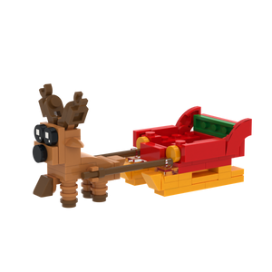 Reindeer & Sleigh brick scene accessory, right-side view