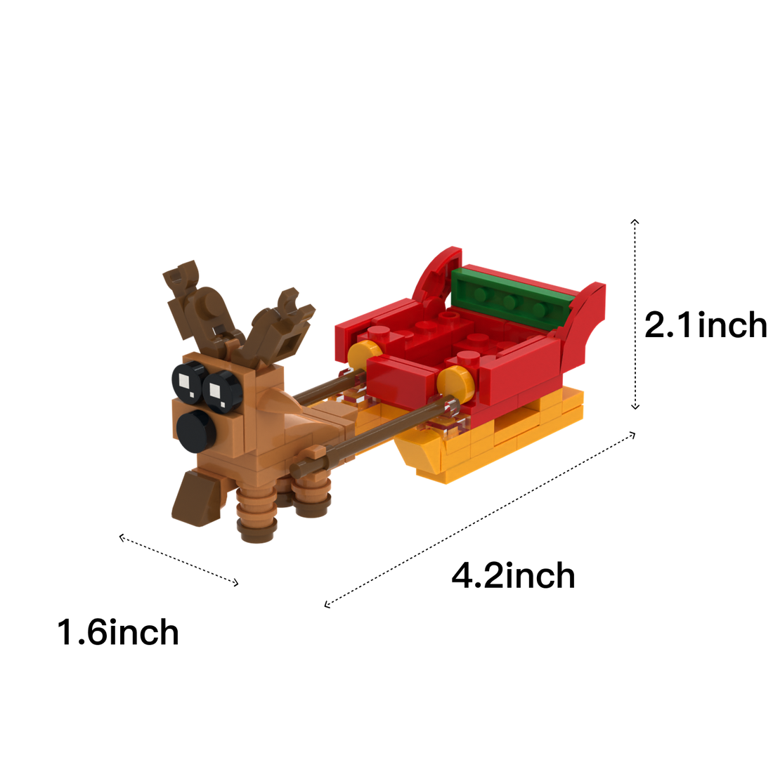 Reindeer & Sleigh brick scene accessory, size guide