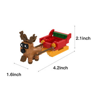 Reindeer & Sleigh brick scene accessory, size guide