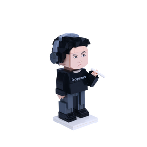 Rocket-Loving Cartoon Figure custom brick figure, left-side view