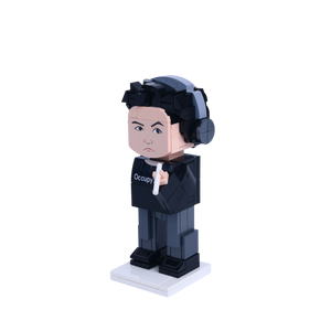 Rocket-Loving Cartoon Figure custom brick figure, right-side view