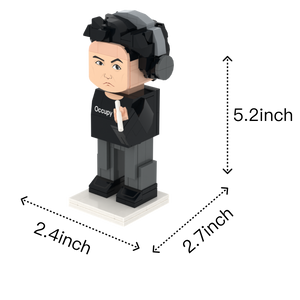 Rocket-Loving Cartoon Figure custom brick figure, size guide
