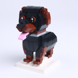 Rottweiler dog brick figure, right-side view