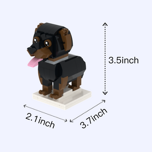 Rottweiler dog brick figure, size guide