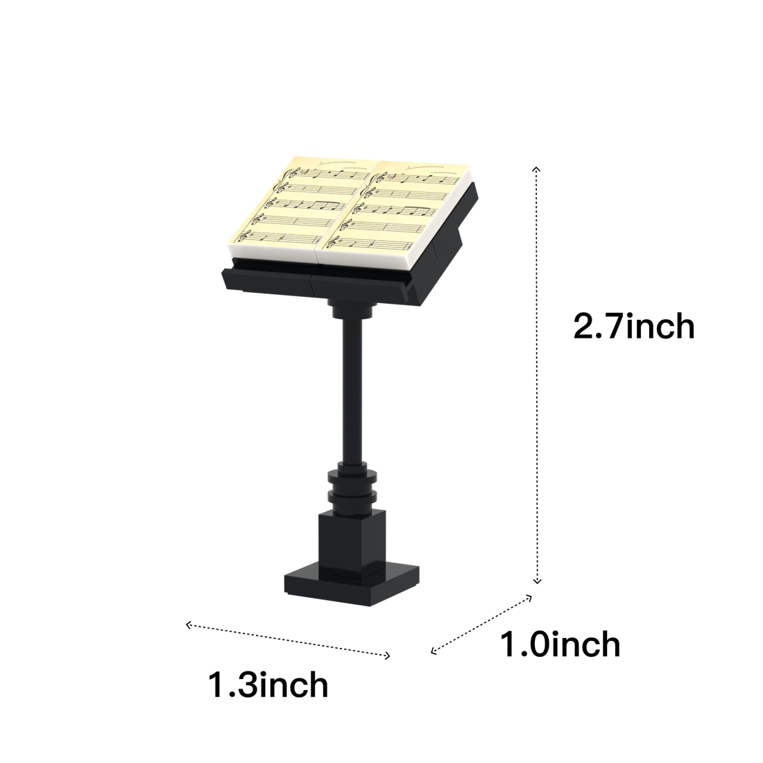 Sheet Music Stand brick scene accessory, size guide
