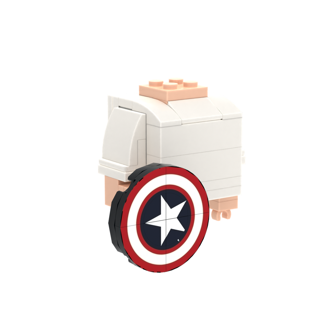 Shield brick figure accessory, left-side view