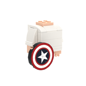 Shield brick figure accessory, left-side view