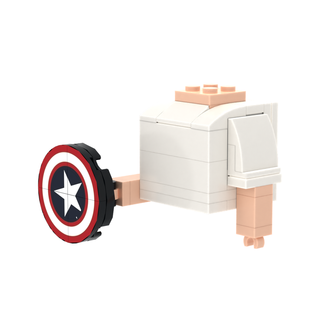 Shield brick figure accessory, right-side view