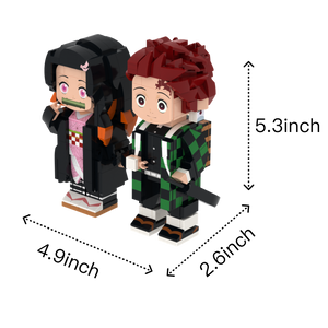 Sibling Swordfighter Duo custom brick figure, size guide