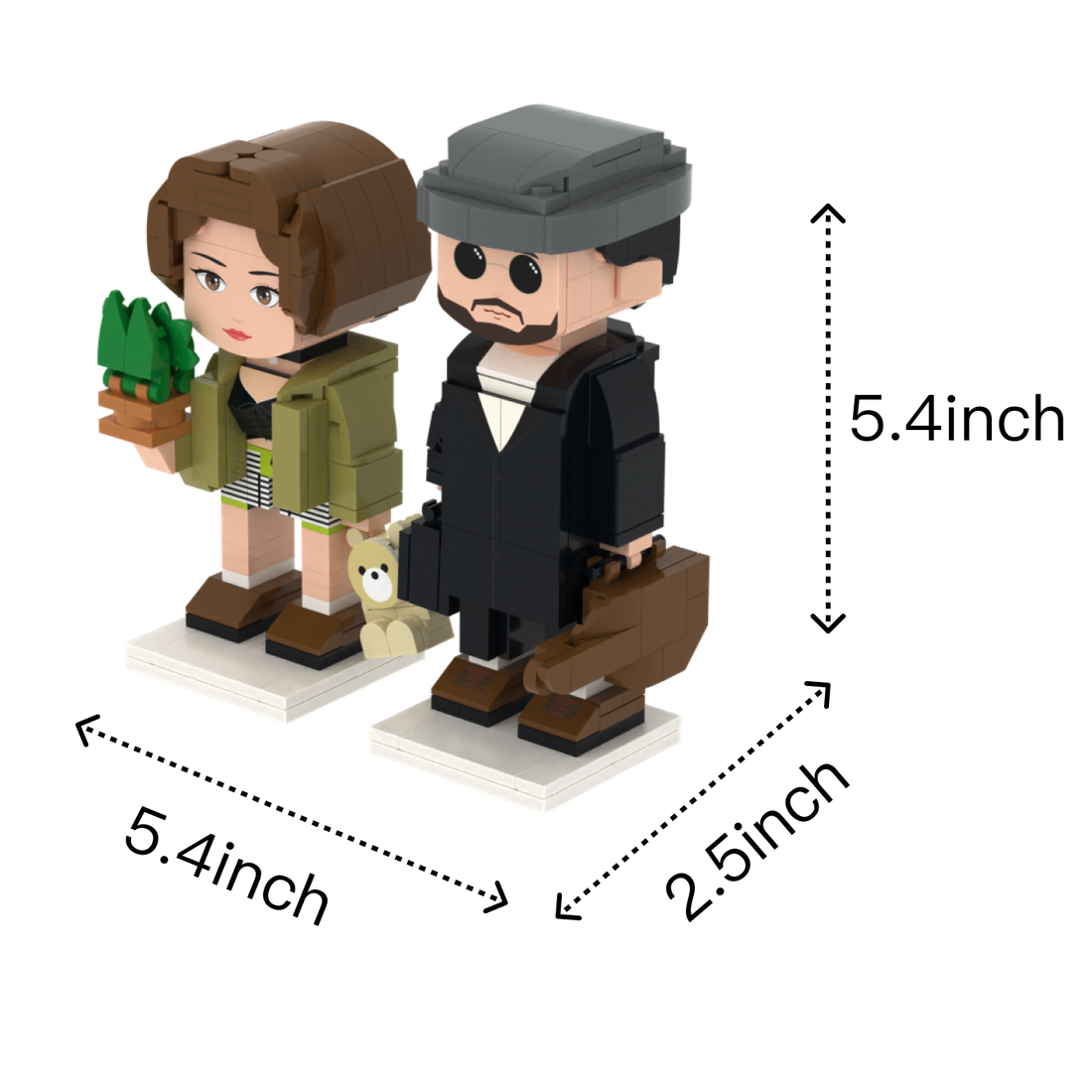Silent Guardian Duo custom brick figure, size guide