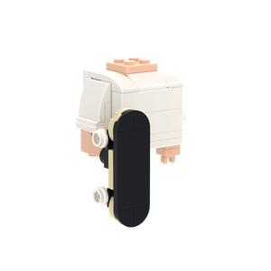 Skateboard brick figure accessory, left-side view