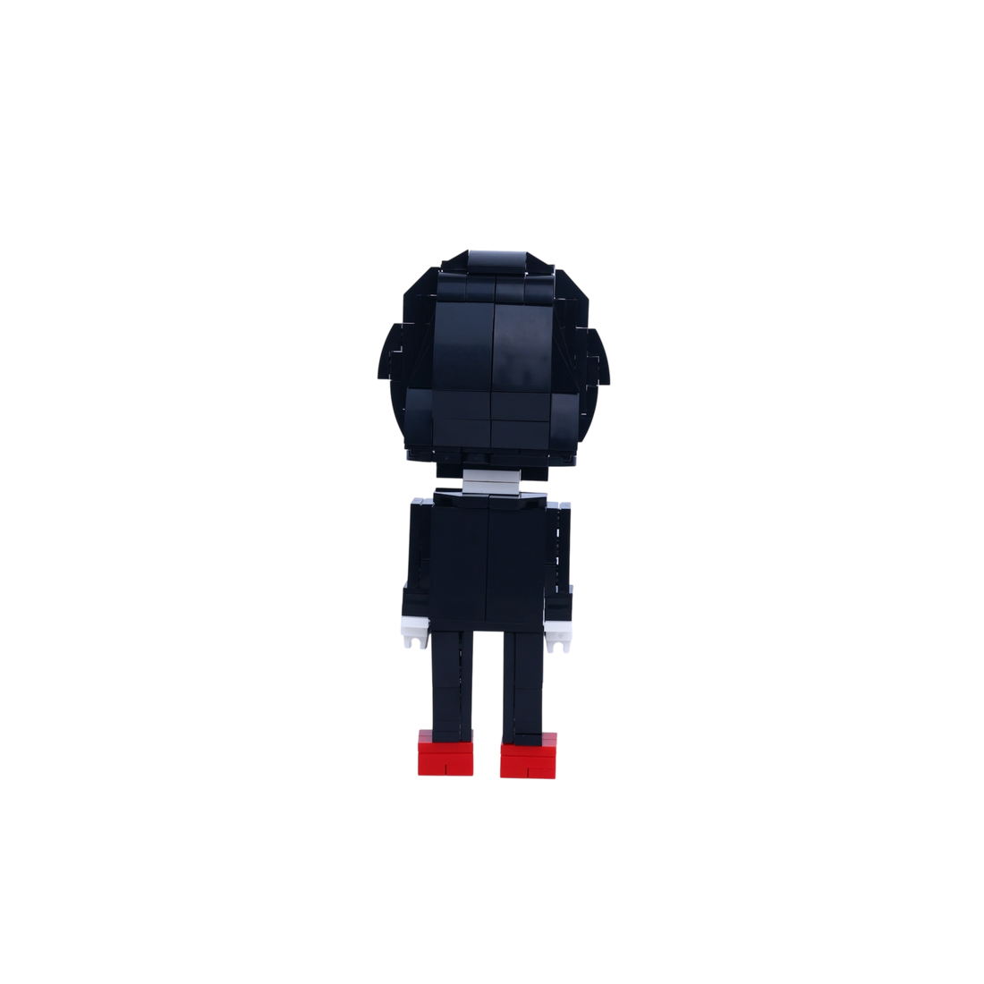 Spiral-Cheek Puppet custom brick figure, back view