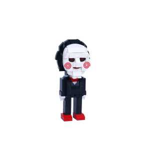 Spiral-Cheek Puppet custom brick figure, left-side view