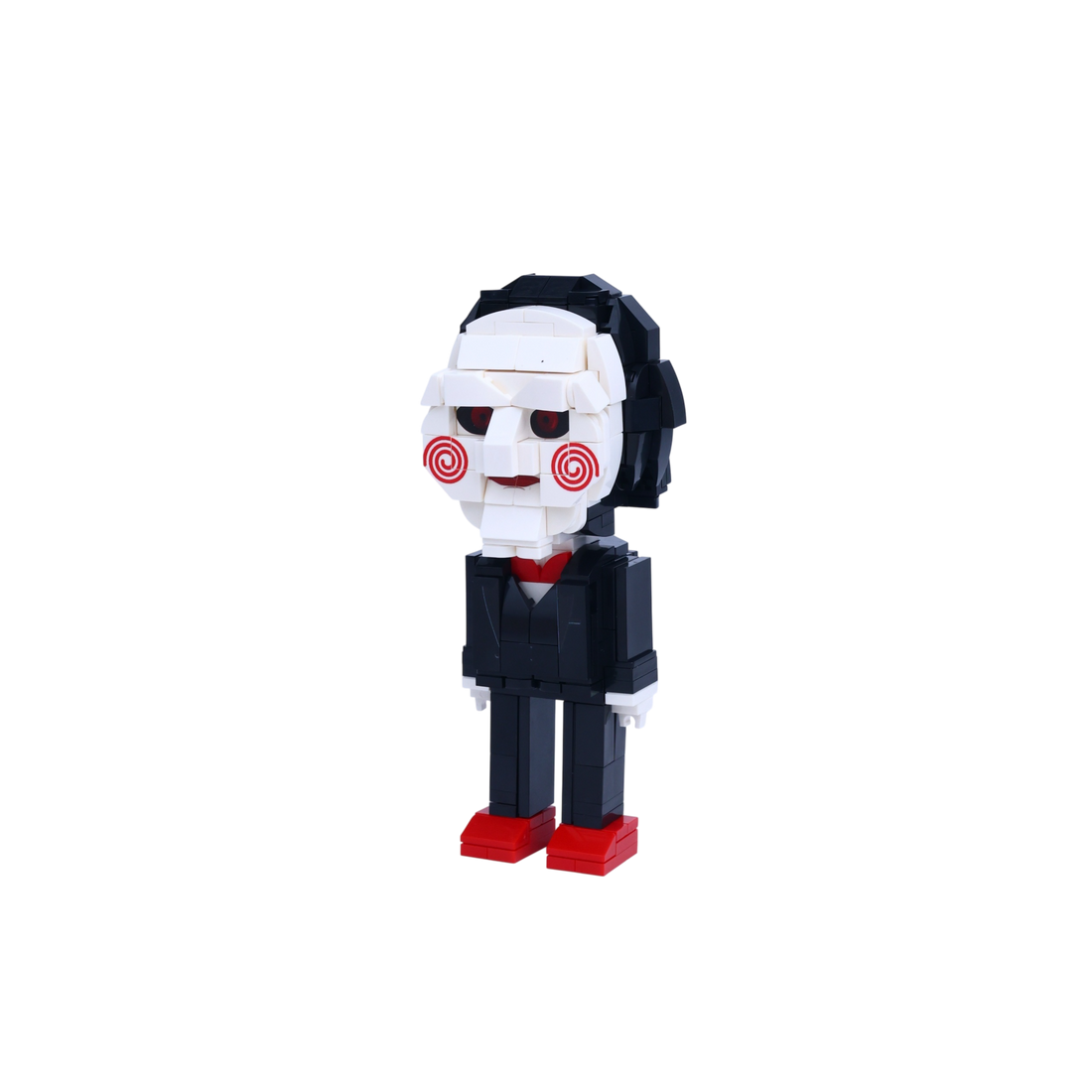Spiral-Cheek Puppet custom brick figure, right-side view