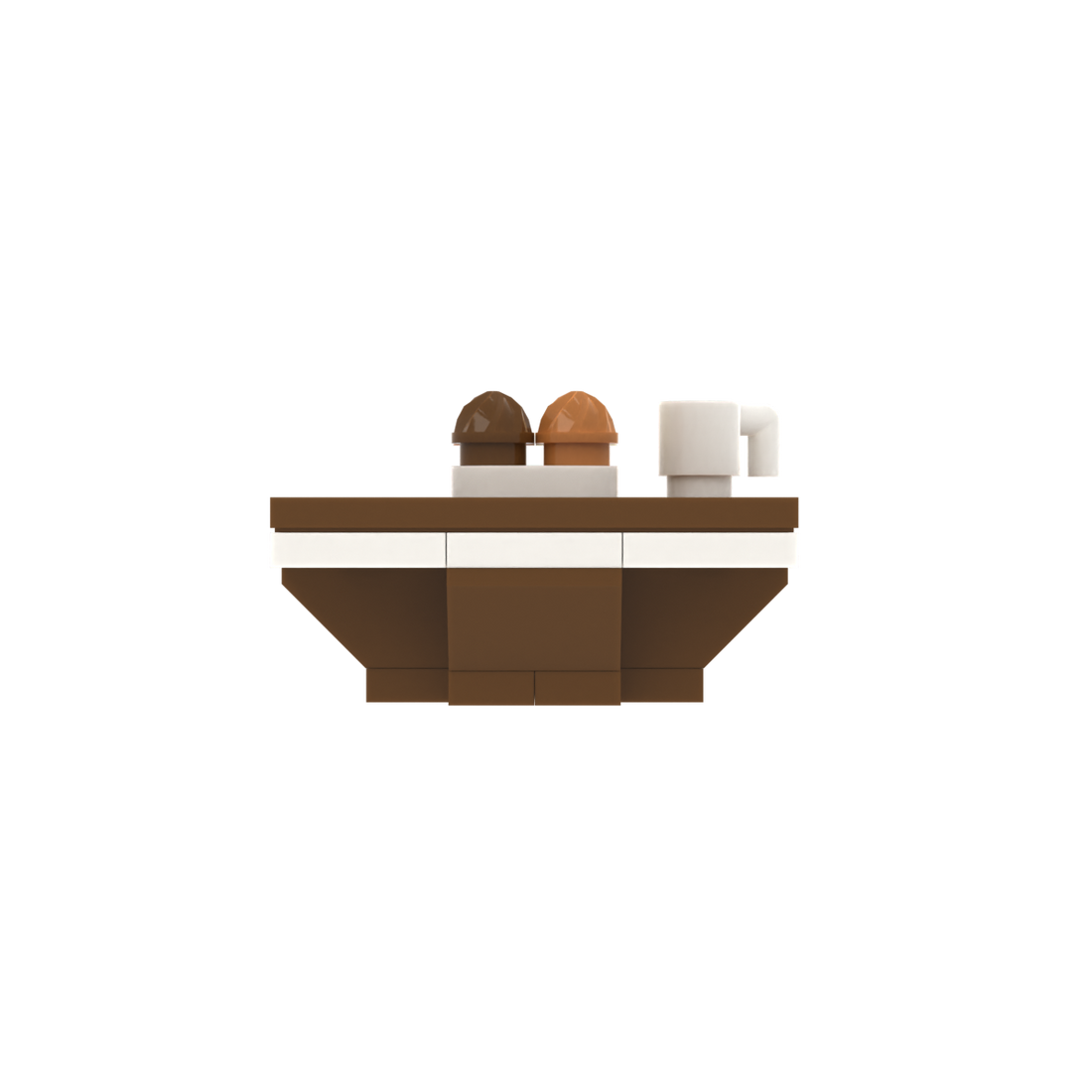 Square Coffee Table brick scene accessory, left-side view