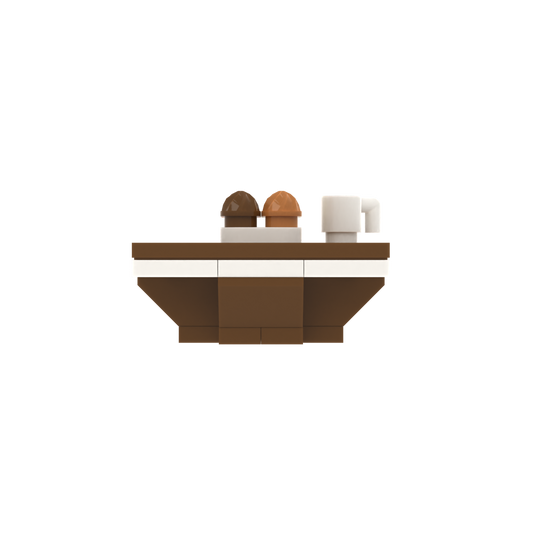 Square Coffee Table brick scene accessory, left-side view