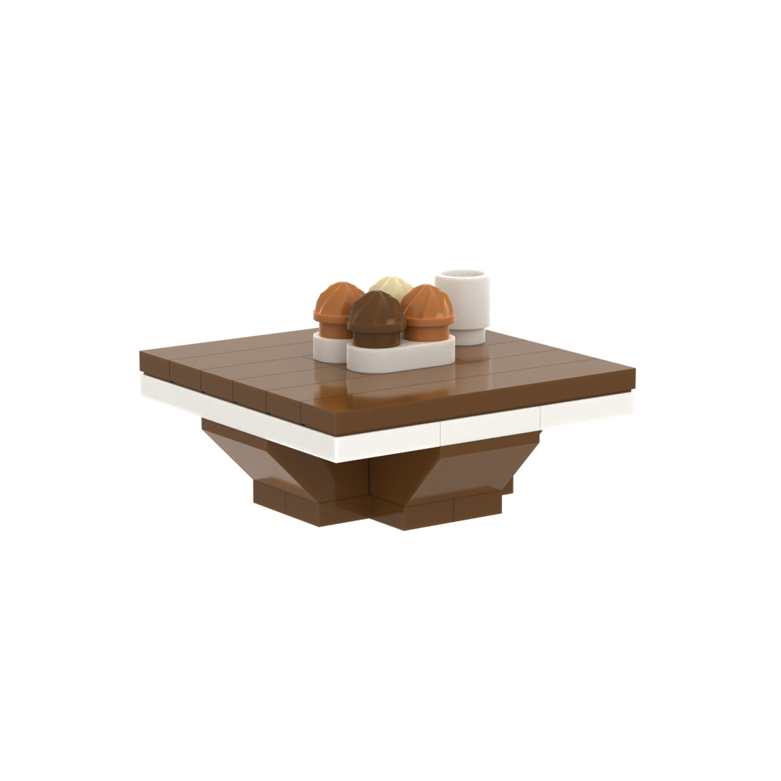 Square Coffee Table brick scene accessory, right-side view