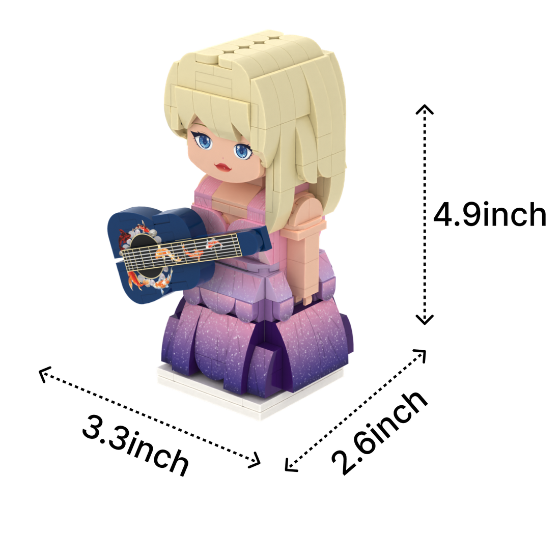Stardust Stage Singer custom brick figure, size guide