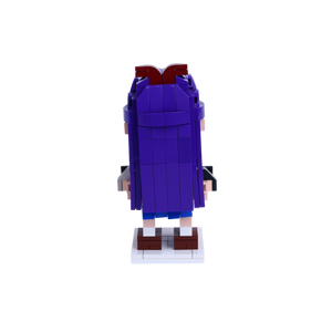 Tall Blue-Haired Character custom brick figure, back view