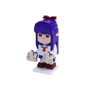 Tall Blue-Haired Character custom brick figure, right-side view