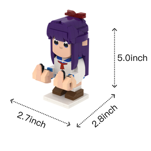 Tall Blue-Haired Character custom brick figure, size guide
