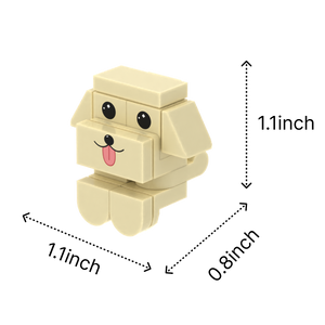 Tan Tongue-Out Dog brick figure accessory, size guide