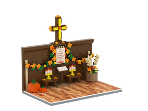 Thanksgiving · Faith in God brick scene, left view