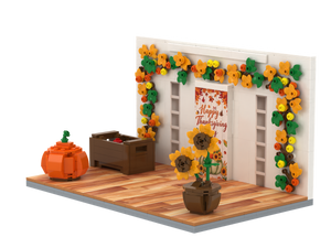 Thanksgiving · Harvest Hearts brick scene, right view