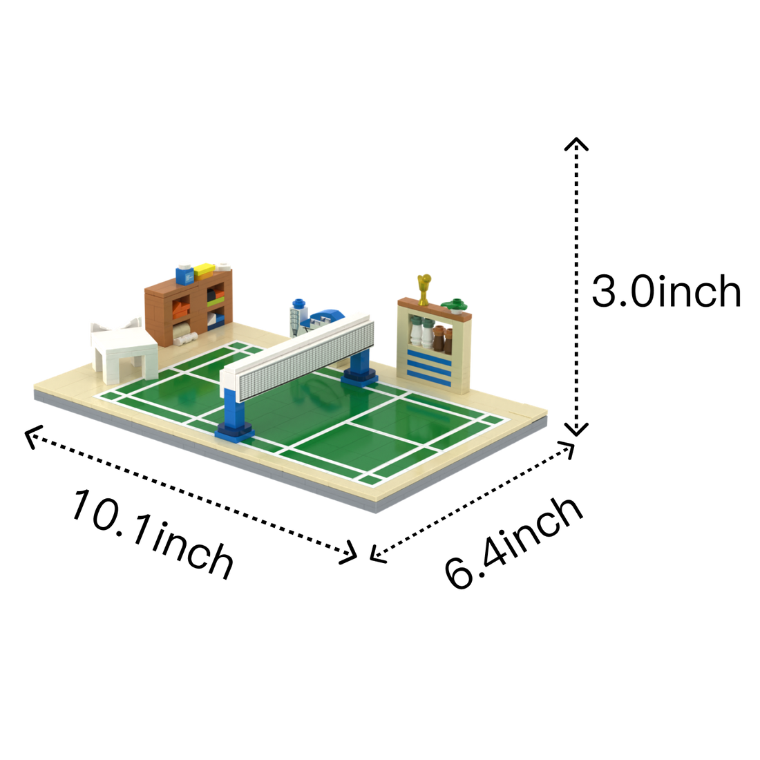 The Badminton Club brick scene, size guide