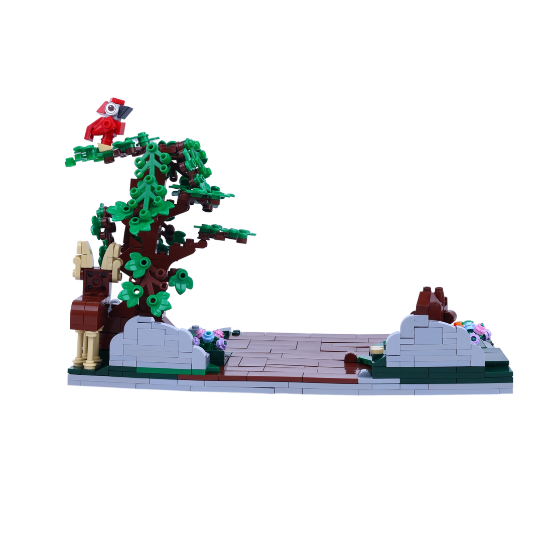 The Explorer Trio brick scene, back view