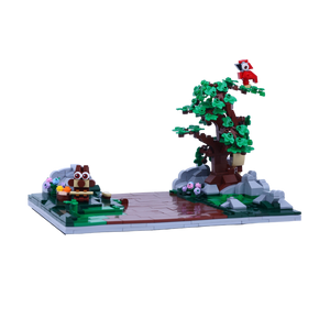 The Explorer Trio brick scene, left view
