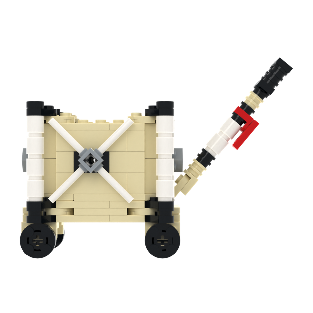 Trolley brick scene accessory, left-side view