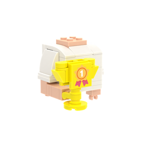 Trophy brick figure accessory, left-side view