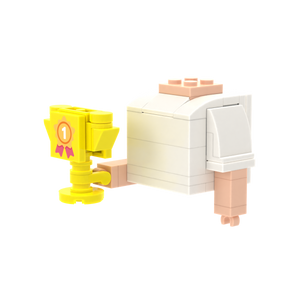 Trophy brick figure accessory, right-side view