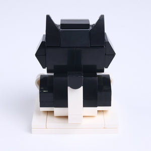 Tuxedo Cat Design 1 cat brick figure, back view