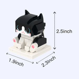Tuxedo Cat Design 1 cat brick figure, size guide