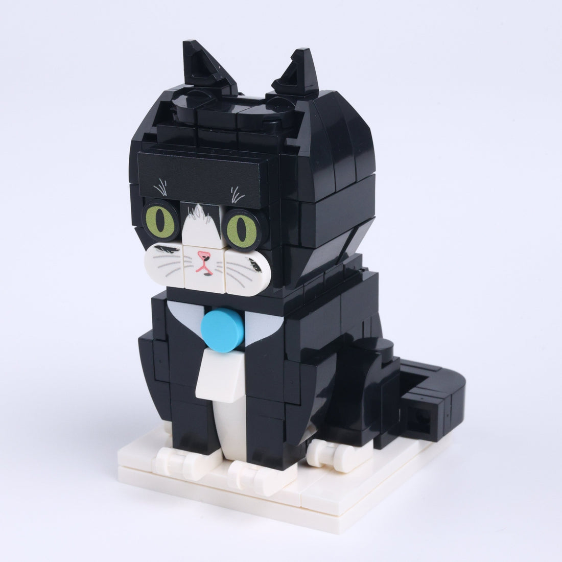 Tuxedo Cat Design 2 cat brick figure, right-side view
