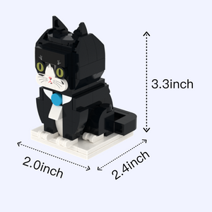 Tuxedo Cat Design 2 cat brick figure, size guide