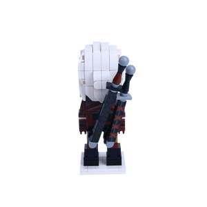 White-Blade Fantasy Hunter custom brick figure, back view