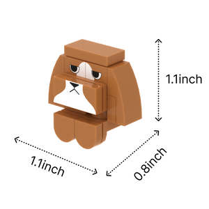 White-Brown Dog brick figure accessory, size guide